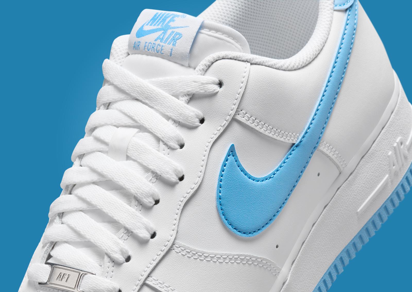 Nike Air Force 1 Low White Aquarius Blue Tongue