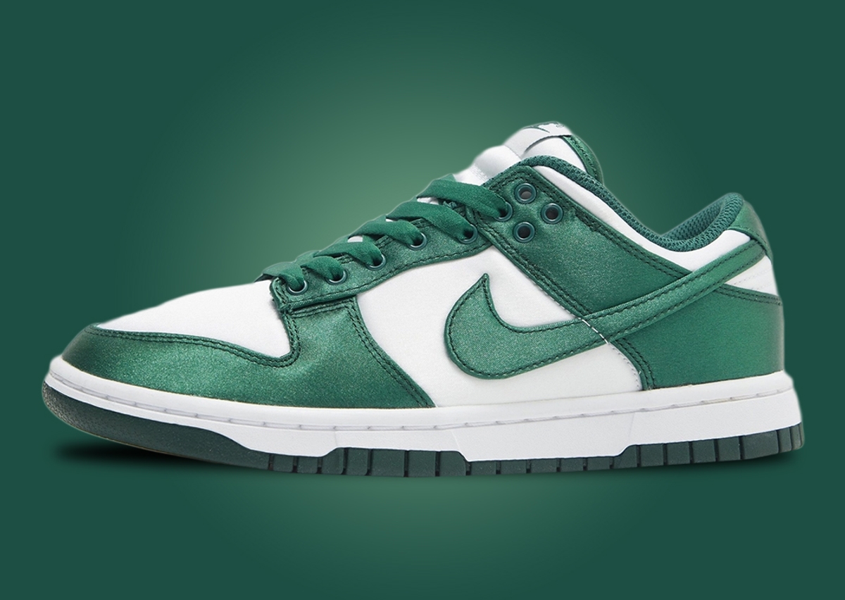 This Satin-Covered Nike Dunk Low Comes In White Team Green - Sneaker News