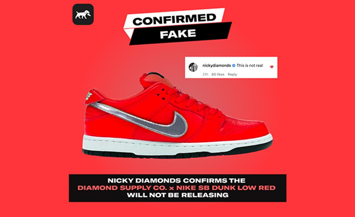 Nicky Diamonds Takes To IG To Shoot Down Rumors Of a Diamond Supply Co. x Nike SB Dunk Low Red