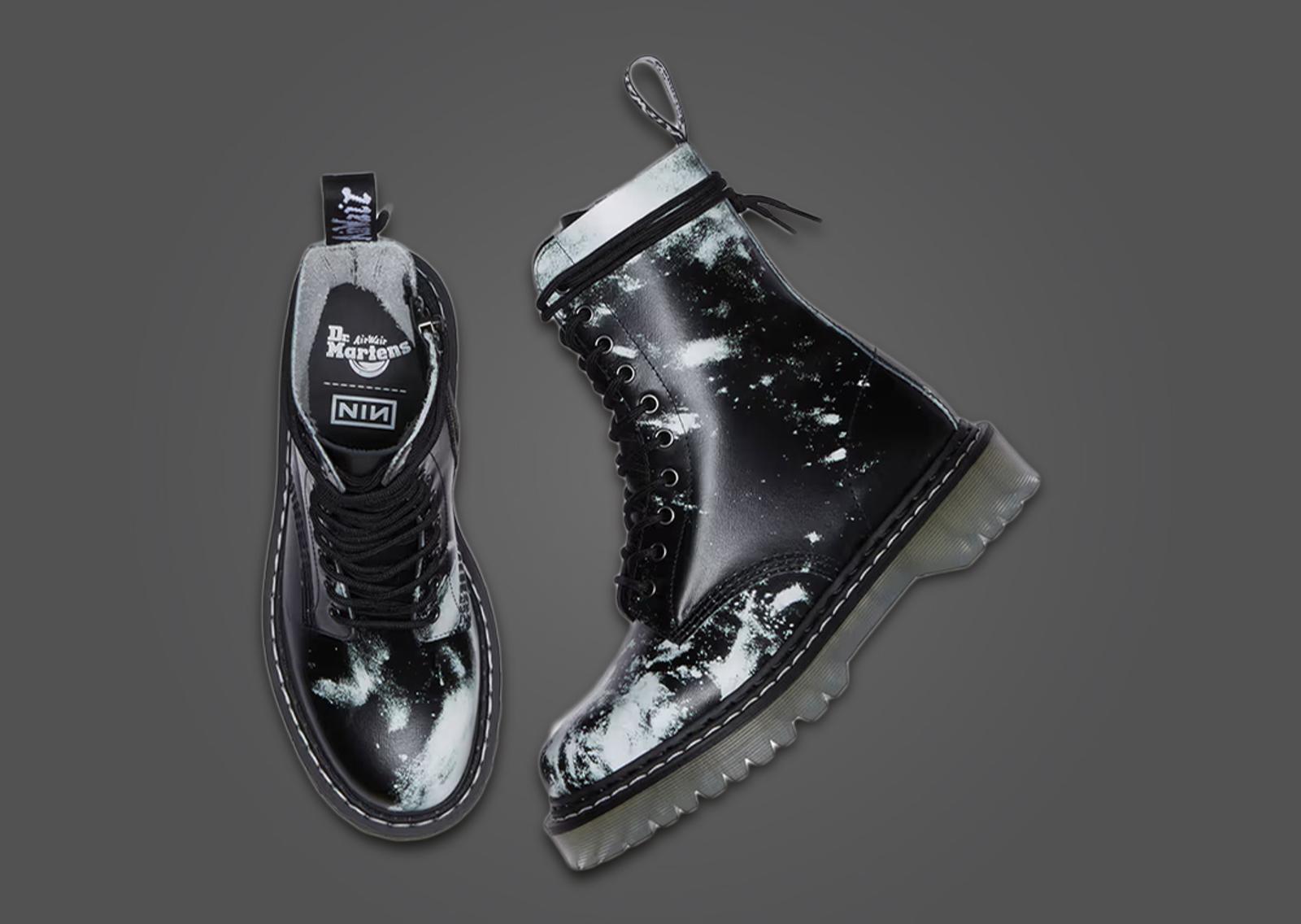 Nine Inch Nails x Dr. Martens 1490 10-Eye Boot The Downward Spiral Corn Starch Top & Lateral Left