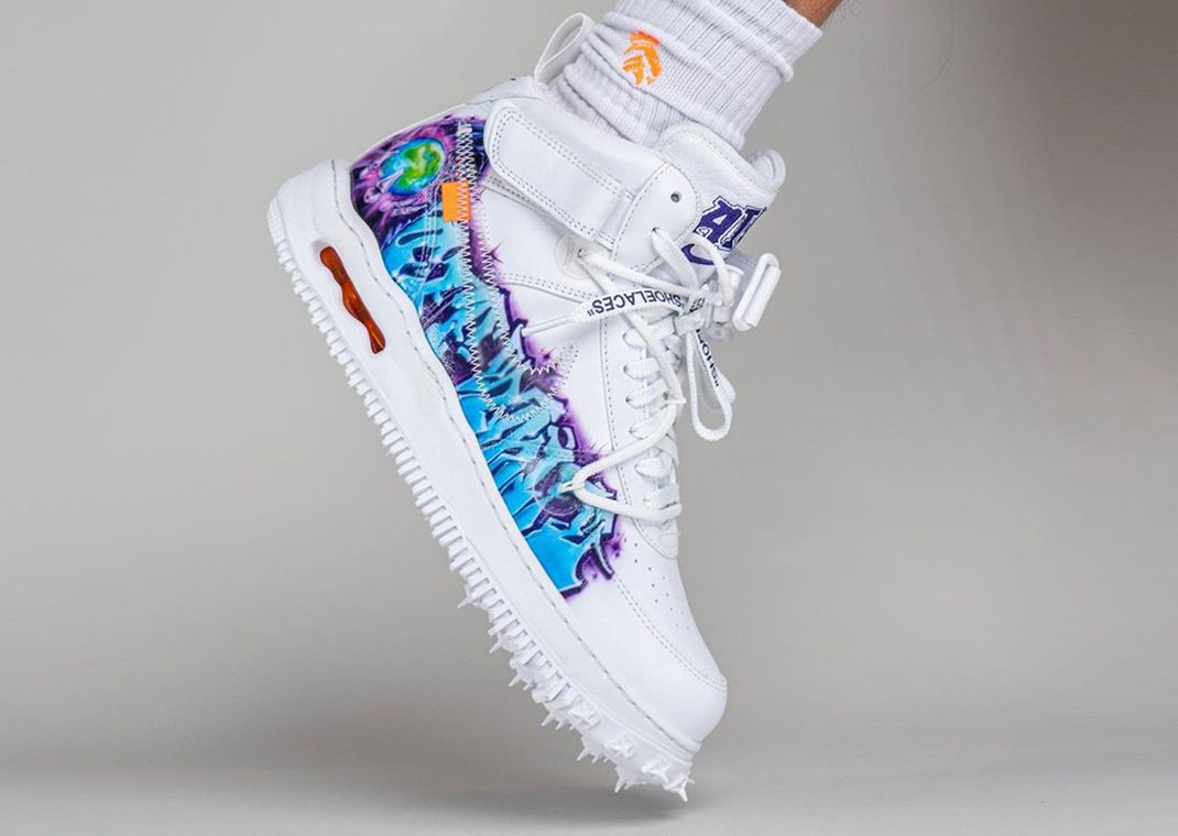 The Off-White x Nike Air Force 1 Mid White Graffiti Releases
