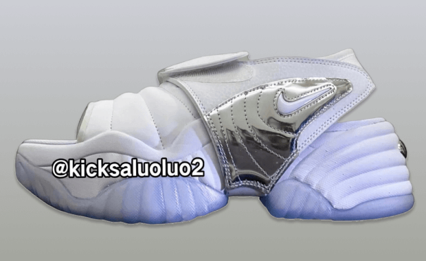 AMBUSH x Nike Air Adjust Force Slide White Silver Side View