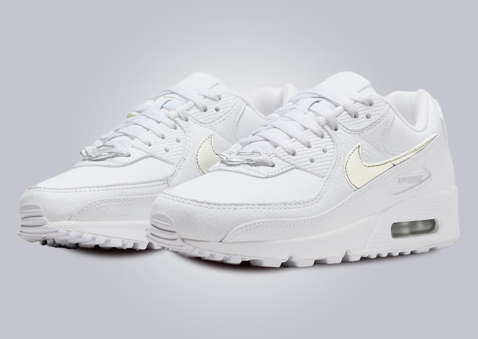 Nike Air Max 90 Liquid Metal White (W) Angle