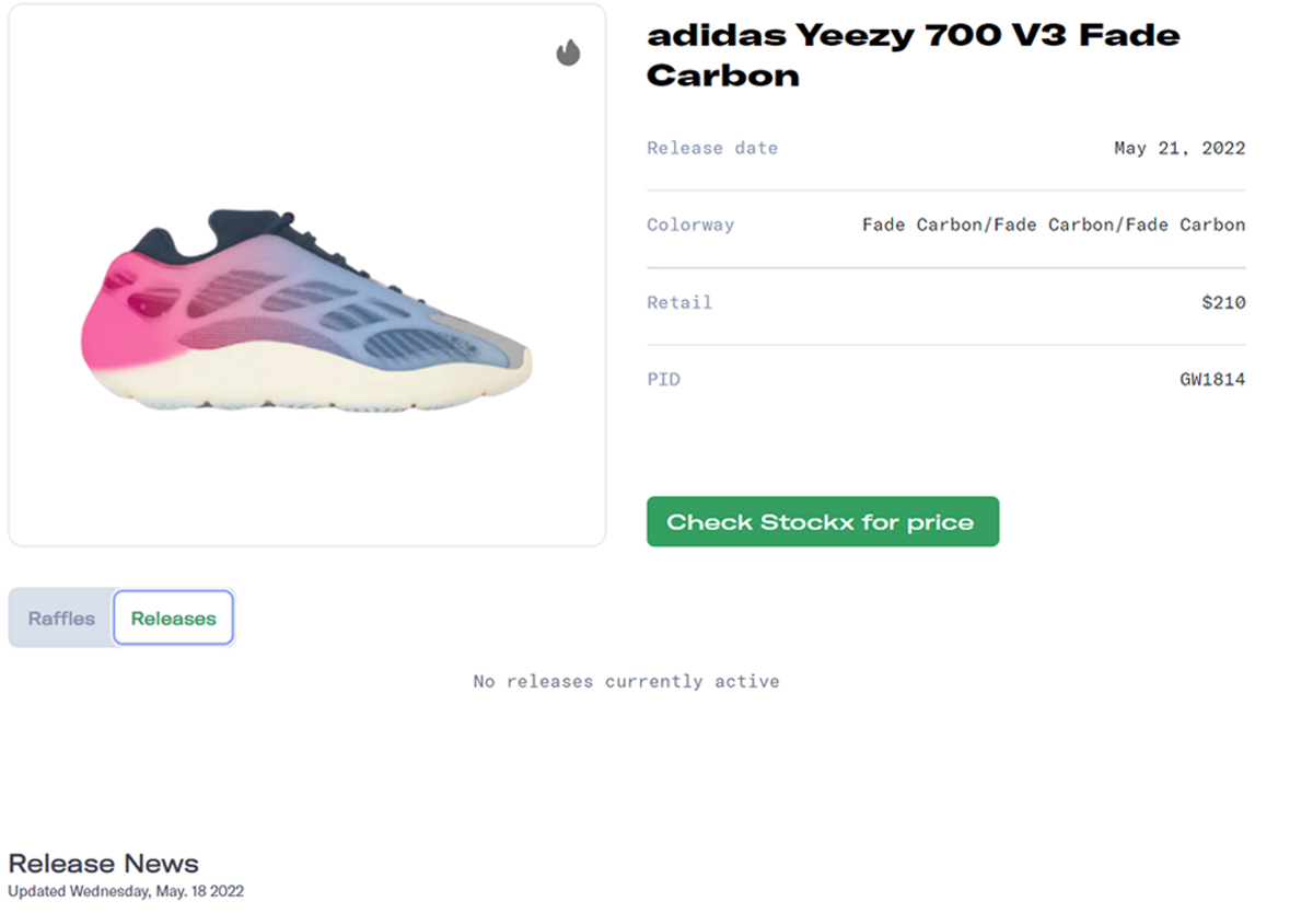 adidas Yeezy 700 V3 Fade Carbon Release Guide