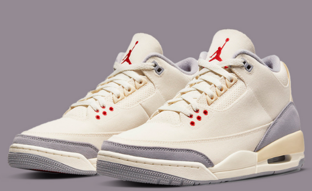 Canvas And Suede Cover the Air Jordan 3 Muslin University Red