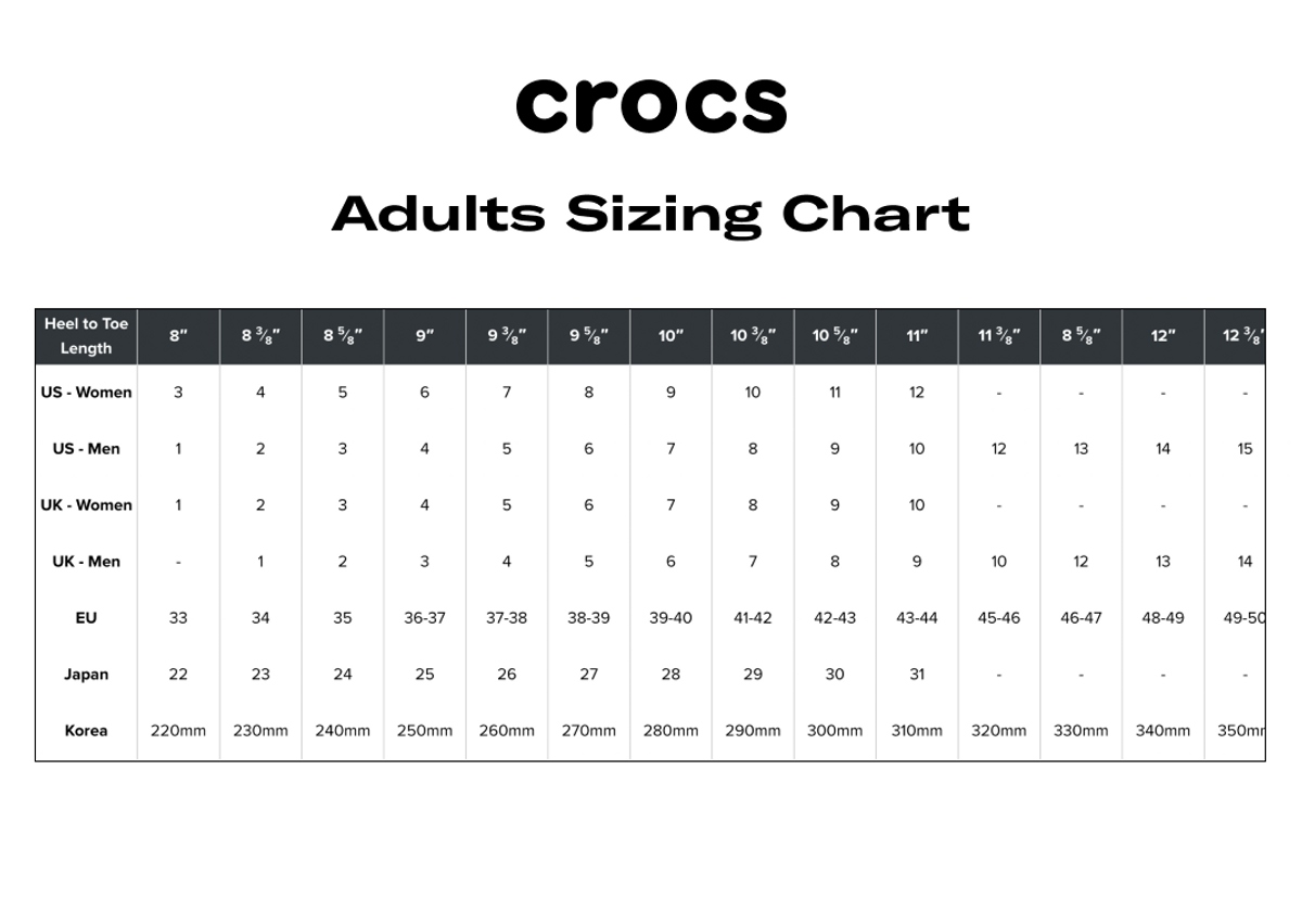 Crocs adult size chart