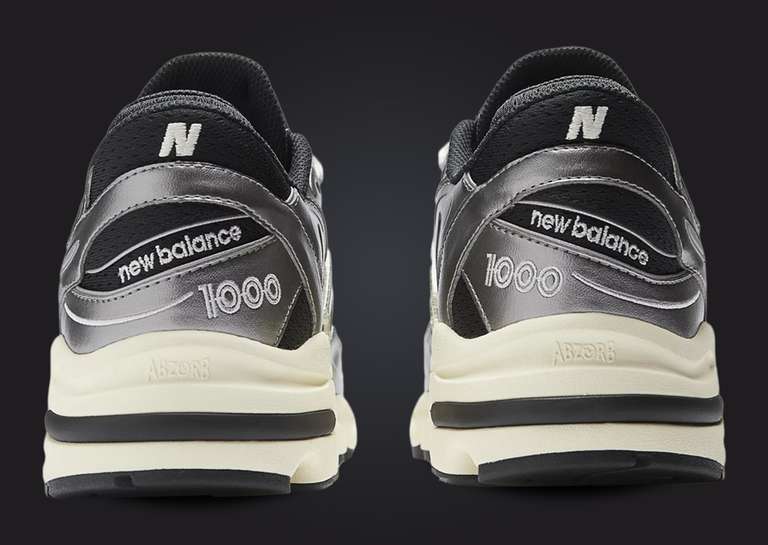 New Balance 1000 Metallic Silver Heel