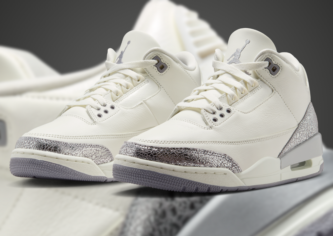 NIKE ☆ Air Jordan 3 Women’s ‘Sail Silver’ Buy Wmns Air Jordan 3 Retro 'Sail Metallic Silver' - CK9246
