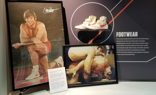 Wayne Wells' exhibit inside the National Wrestling Hall of Fame