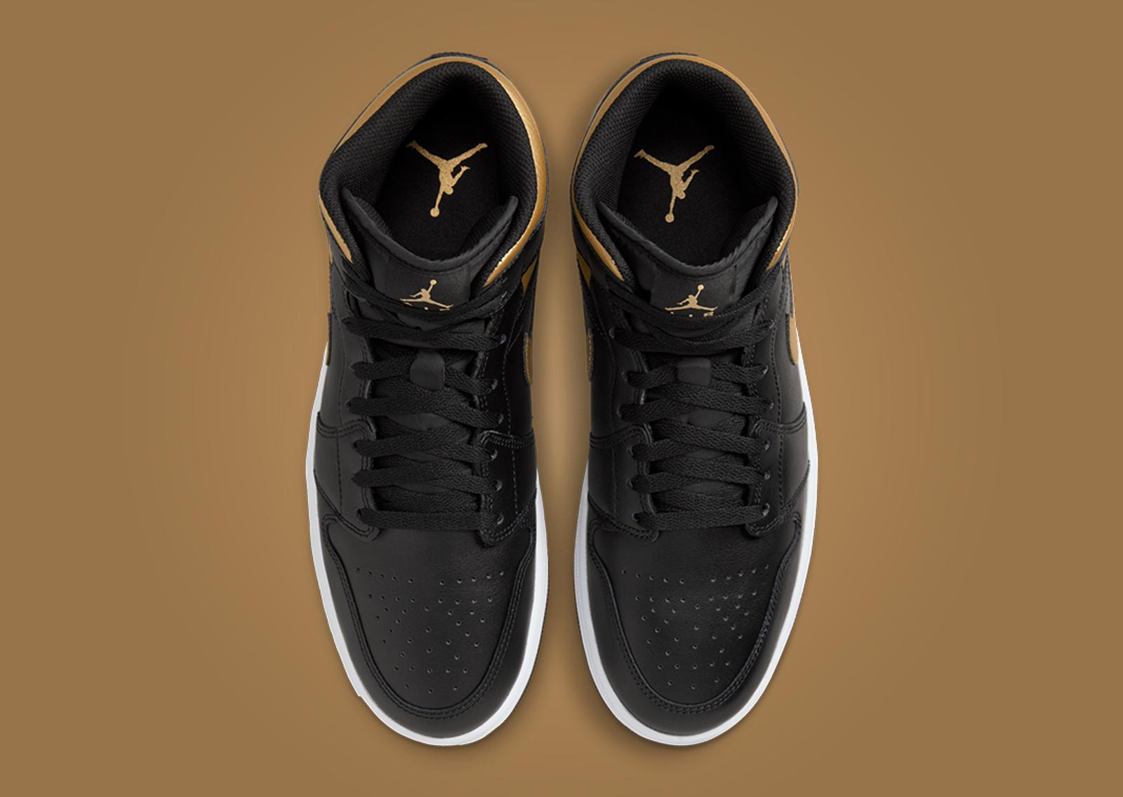 Air Jordan 1 Mid Black Gold Top