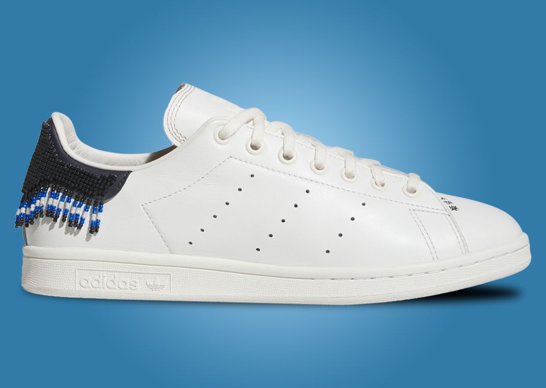 The CLOT x adidas Stan Smith Beaded White Navy Restocks July