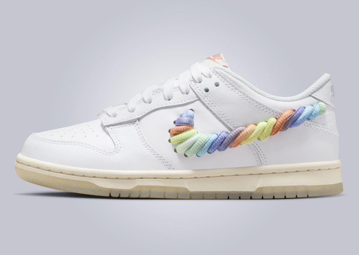 Nike Dunk Low Rainbow Lace Swoosh (GS) Lateral