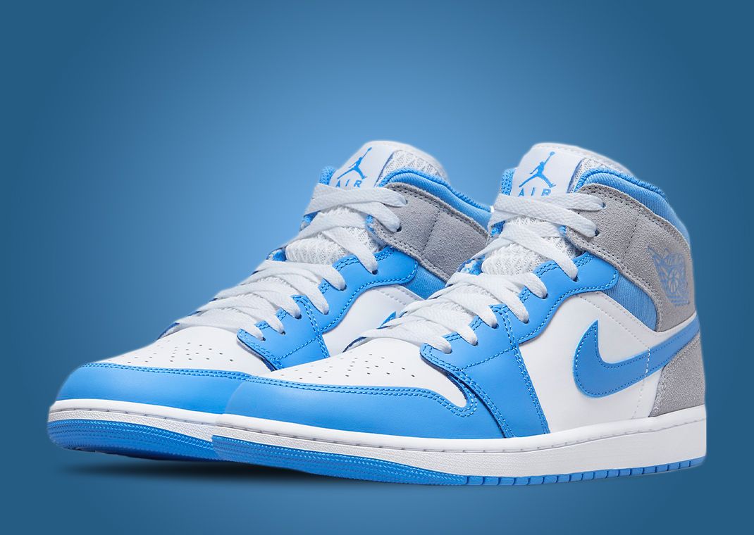 This Air Jordan 1 Mid Comes In University Blue And Stealth