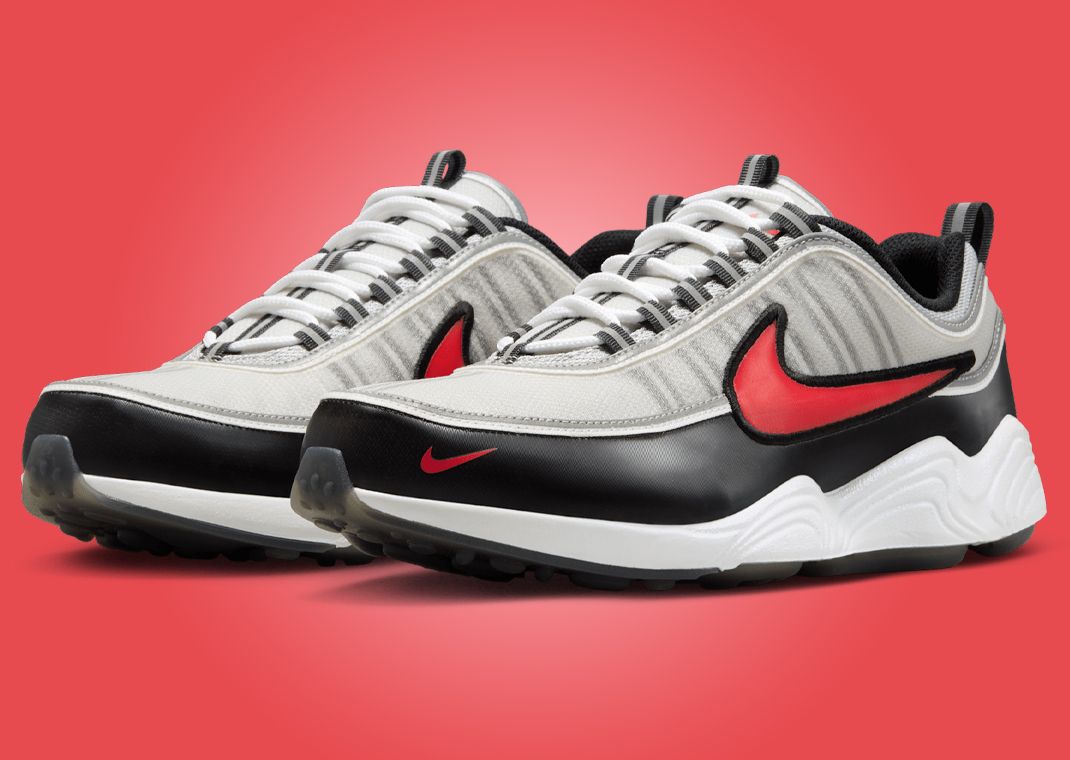 【Nike】Air Zoom Spiridon llic Silver and Sport Red Nike Air Zoom Spiridon 'Silver & Red' Release Date. Nike SNKRS