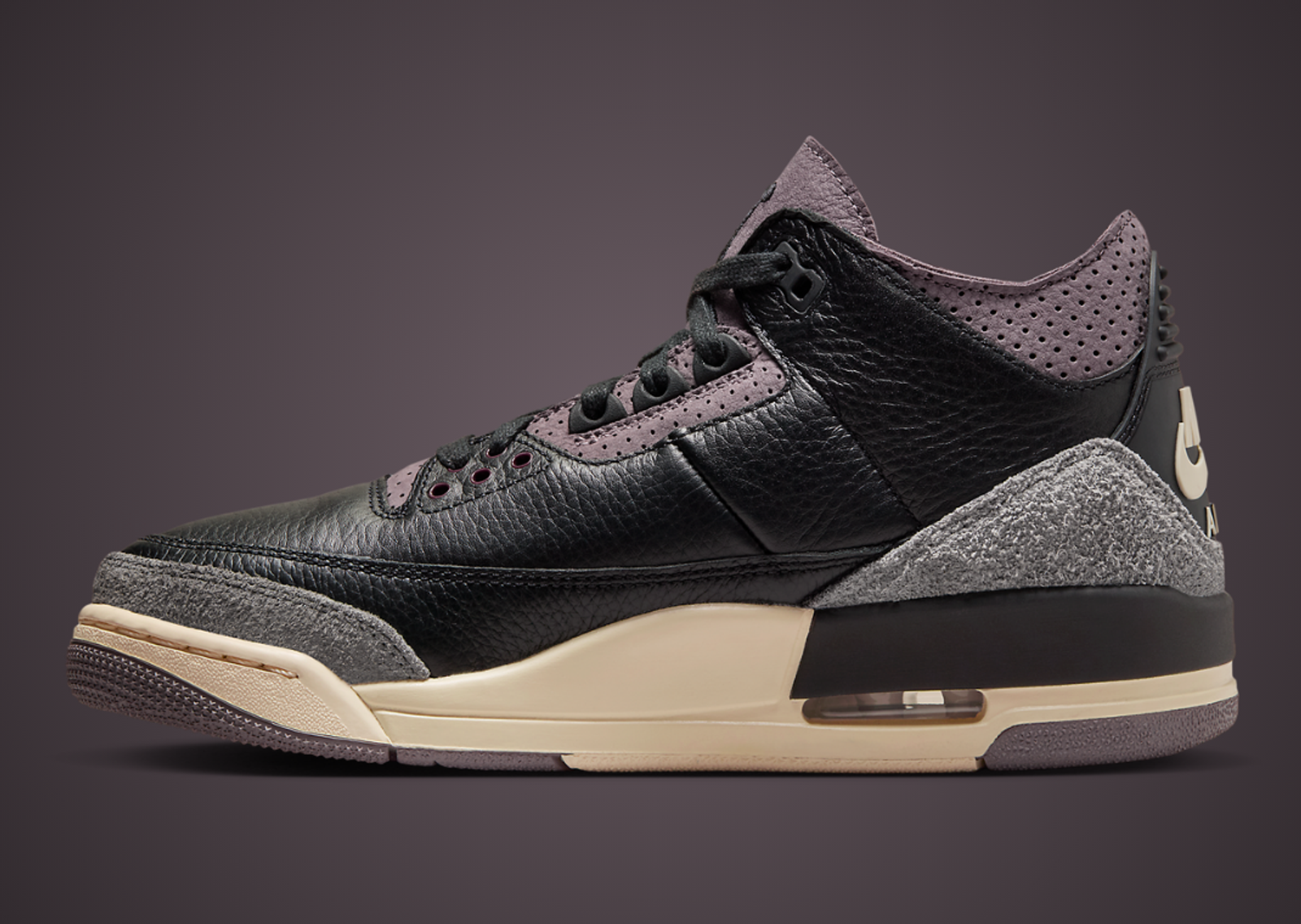 A Ma Maniere x Air Jordan 3 Retro OG SP Black Violet Ore Medial Right