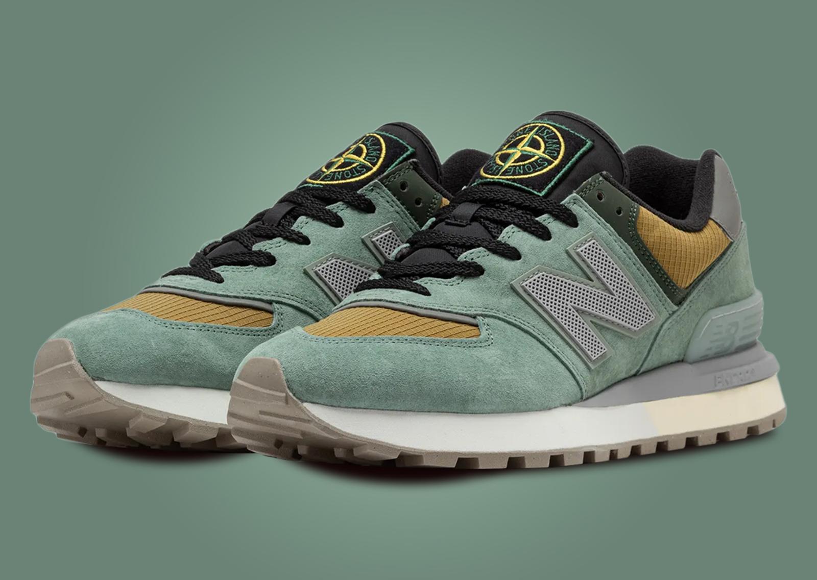 Stone Island x New Balance 574 Legacy Light Green Angle