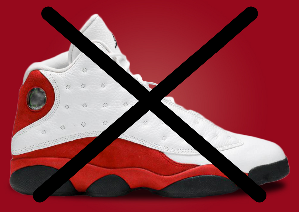 White and red top jordan retro 13