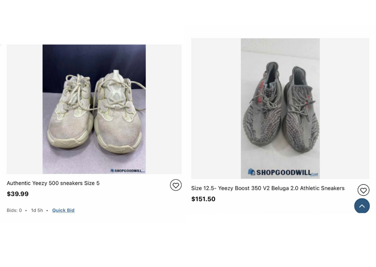 Yeezy Sneakers Previously Listed On Goodwill's Website