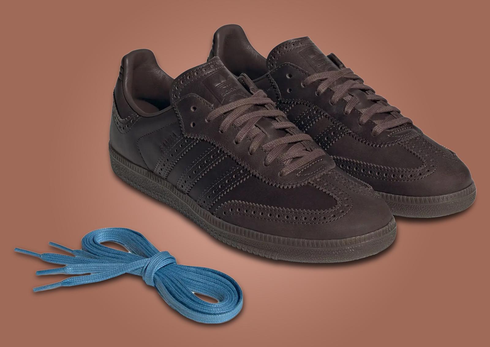 adidas Samba OG Brogue Brown Angle with Laces