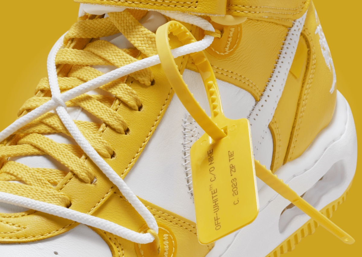 Early look at the Off-White x Nike Air Force 1 Mid 'Varsity Maize'.  Reportedly releasing August 2023, retailing for $205 dollars. Stay…