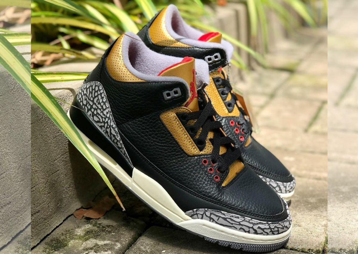 Retro 3 black sale cement grey metallic gold