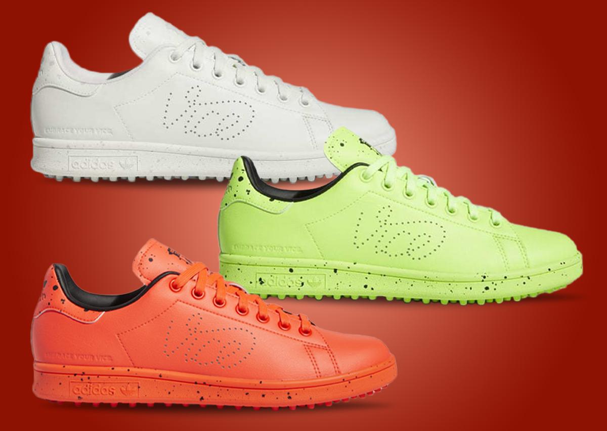 Vice Golf x adidas Stan Smith "White Tint", "Signal Green" and "Solar Red"