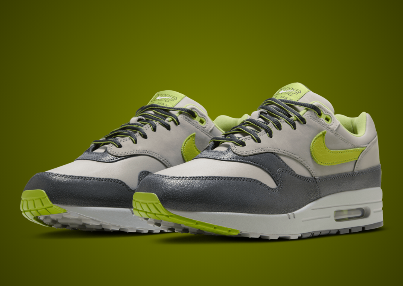 HUF x Nike Air Max 1 Anthracite Pear Angle