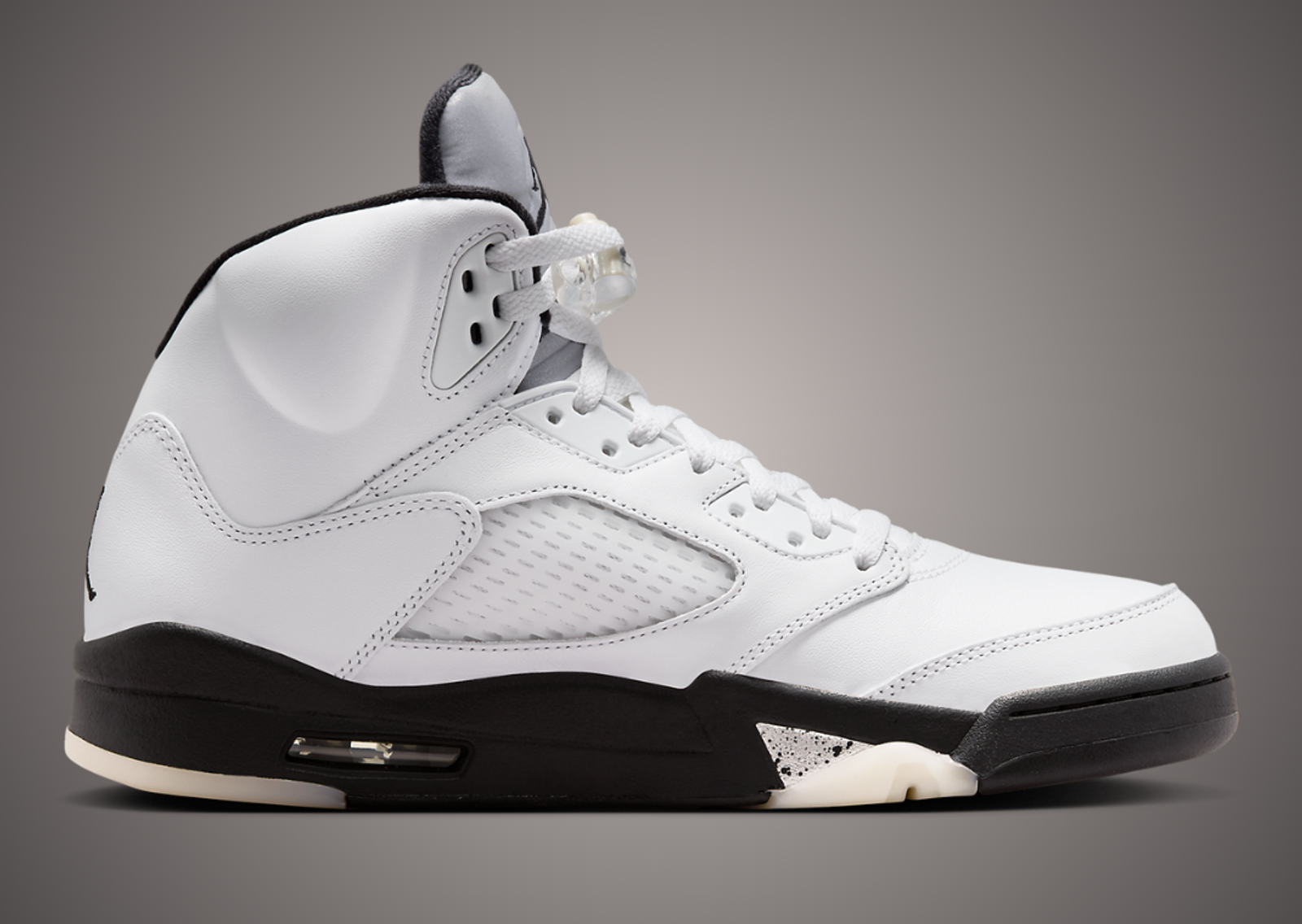 Air Jordan 5 Retro White Metallic Black Medial Left