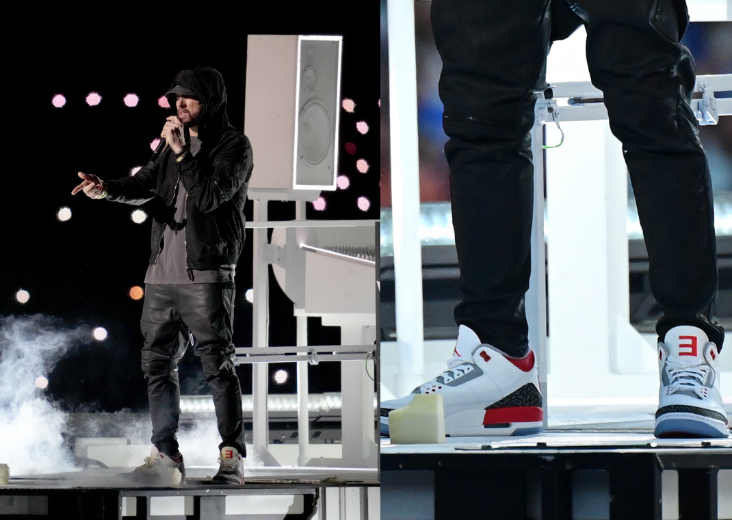 Eminem Rocked A Brand New Air Jordan 3 PE For the Super Bowl LVI Halftime  Show - Sneaker Freaker