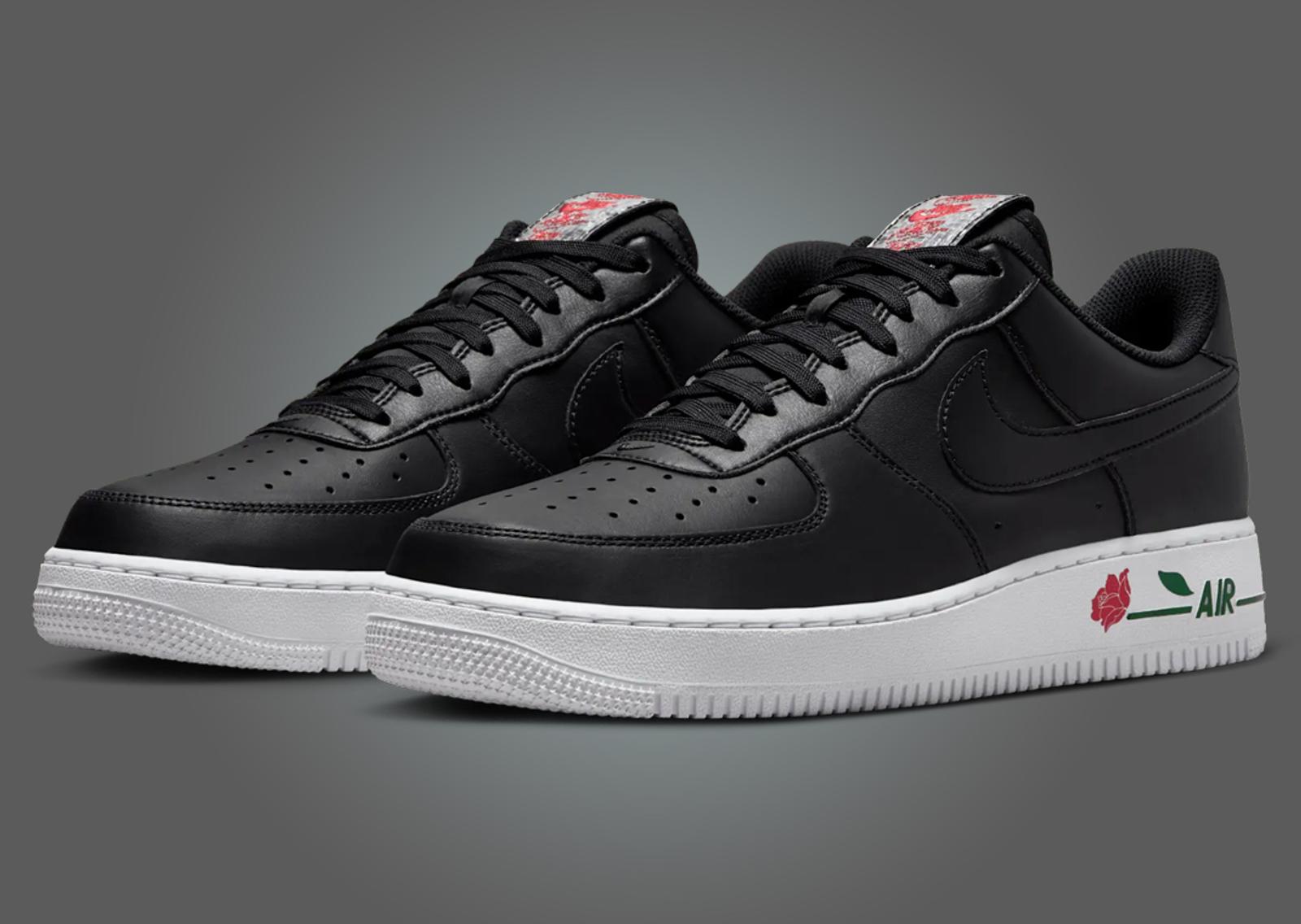 Nike Air Force 1 Low Roses Black White Angle