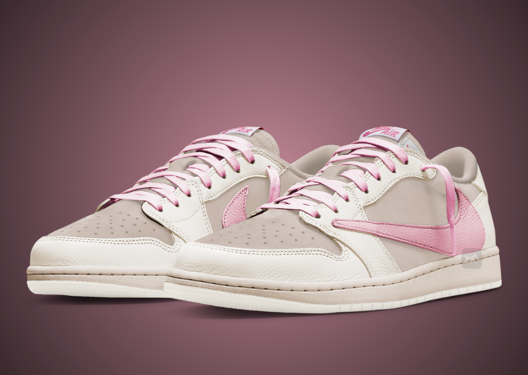 The Travis Scott x Air Jordan 1 Retro Low OG Sail Shy Pink 