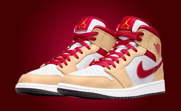 White Onyx And Cardinal Red Dress This Air Jordan 1 Mid