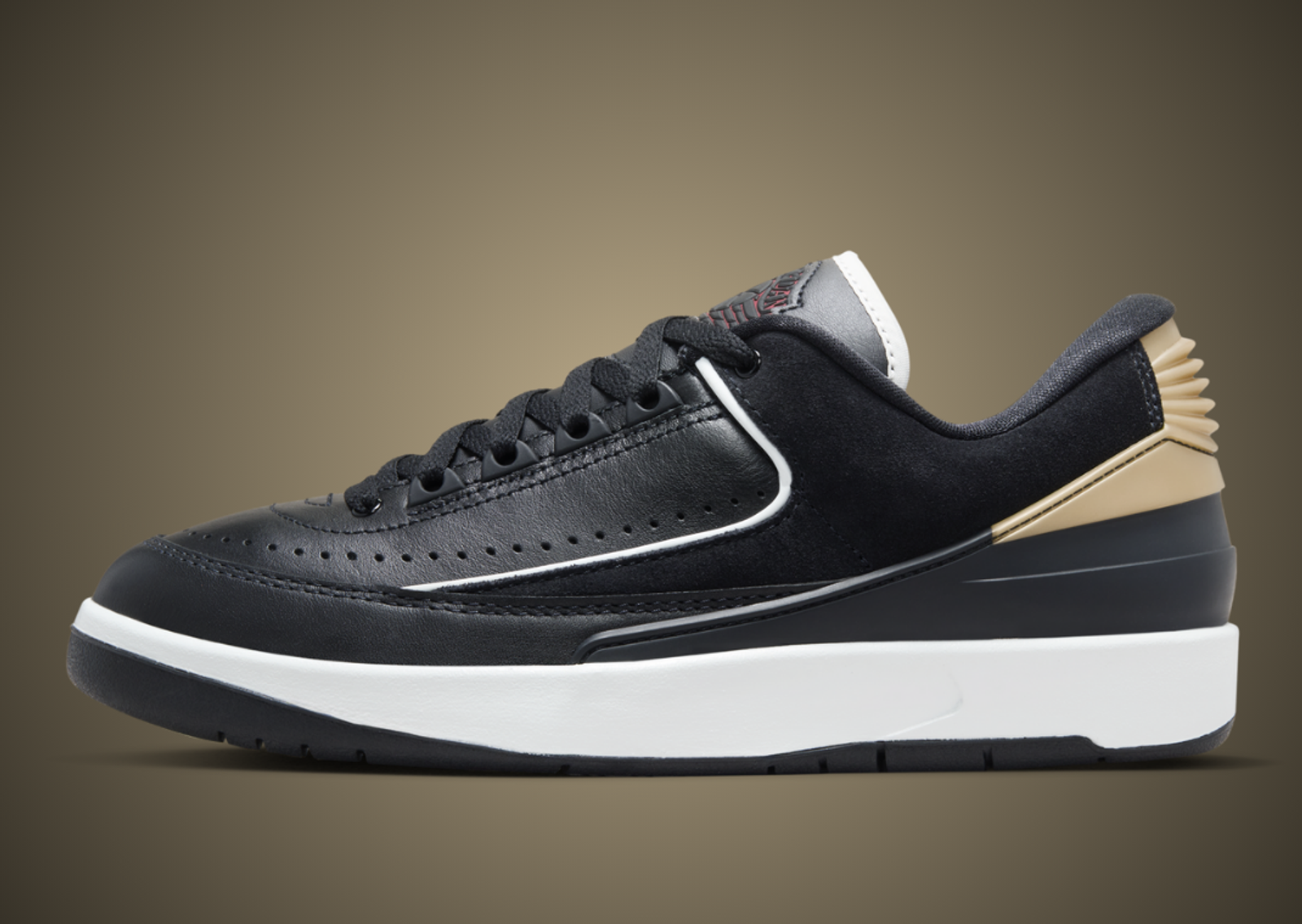 Air Jordan 2 Retro Low Black Metallic Gold (W) Lateral