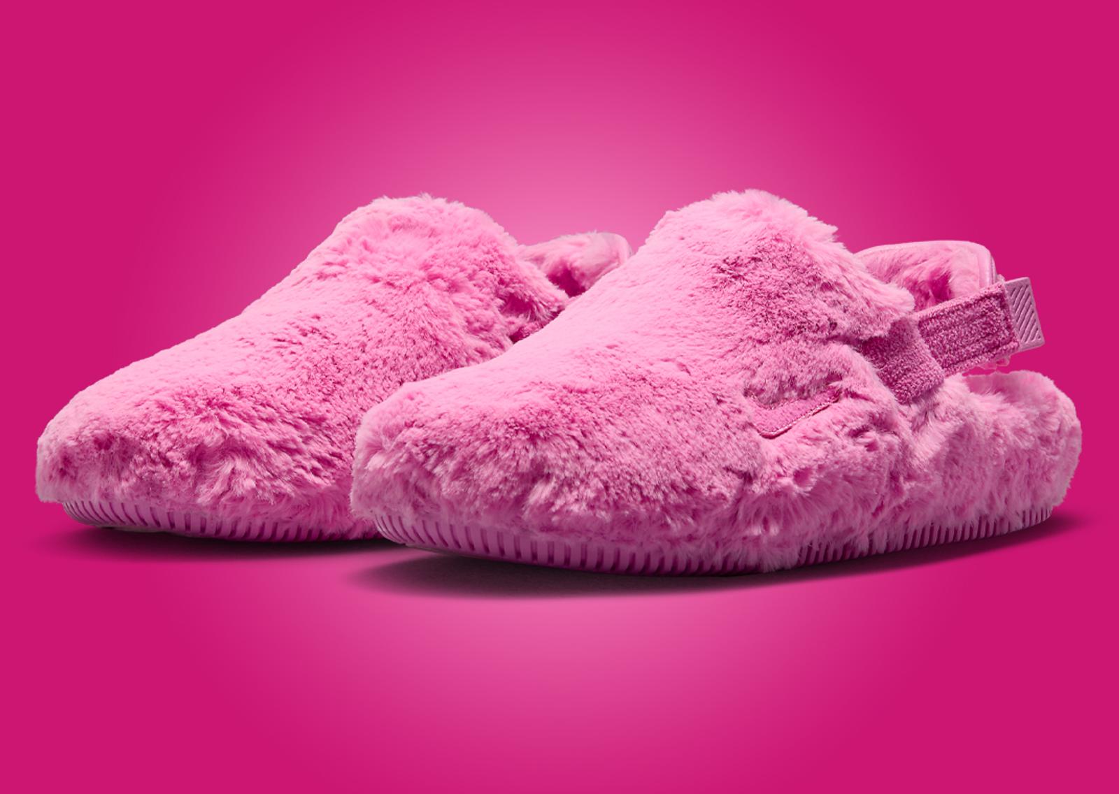 Nike Calm Mule Fur Pink (W) Angle