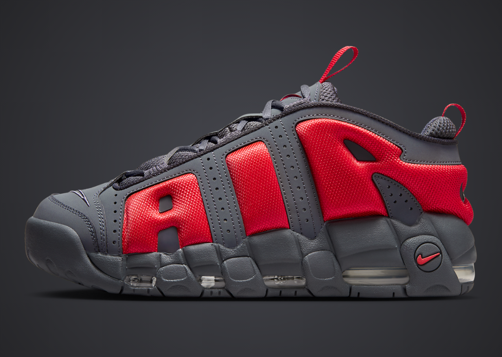 Nike Air More Uptempo Low Dark Grey Light Crimson Lateral