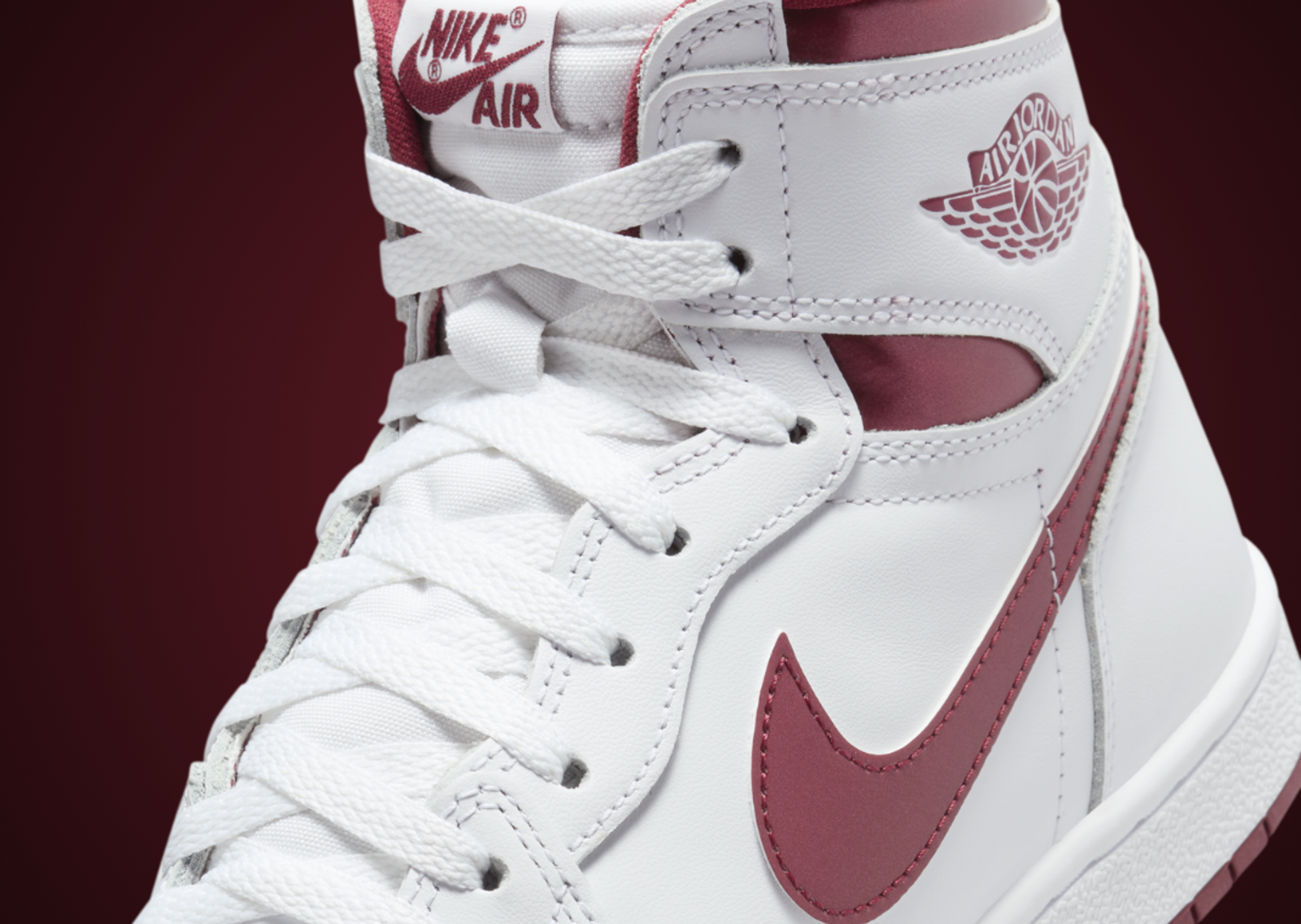 Air Jordan 1 High 85 Metallic Burgundy Tongue Detail