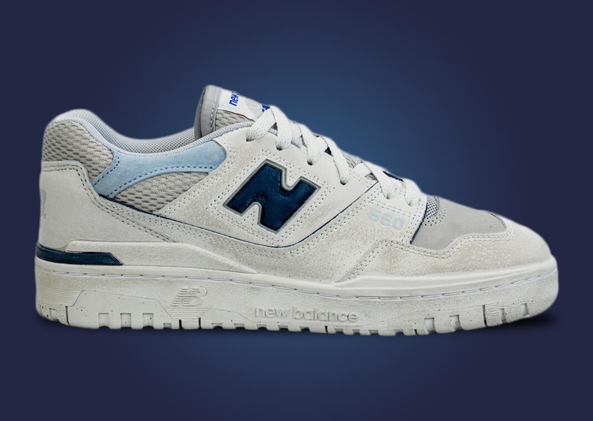 New Balance Men's 550 White/Blue/Grey Sneakers