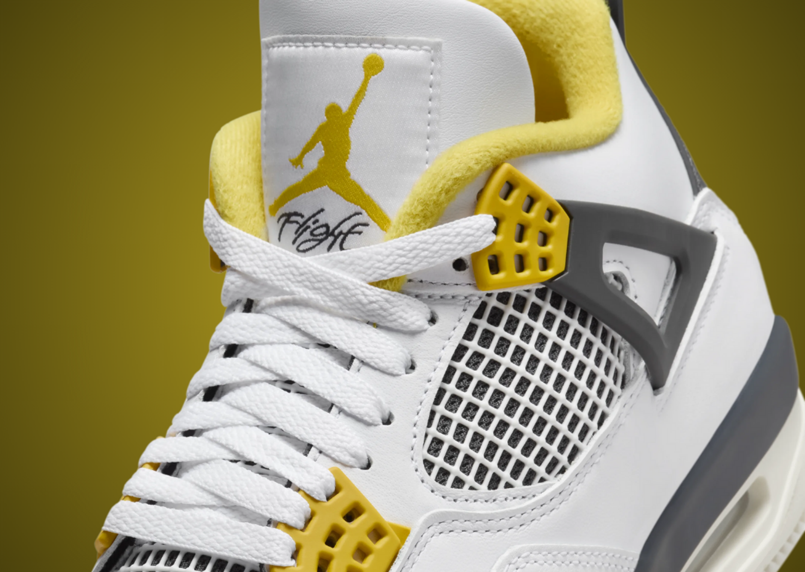 Air Jordan 4 Retro White Vivid Sulfur (W) Tongue Detail