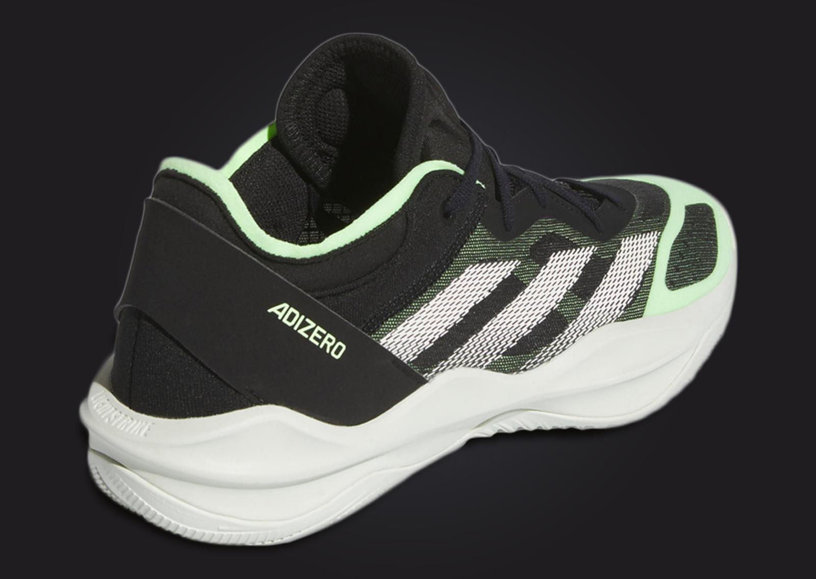 adidas Adizero Select 2.0 Black White Volt Heel Angle