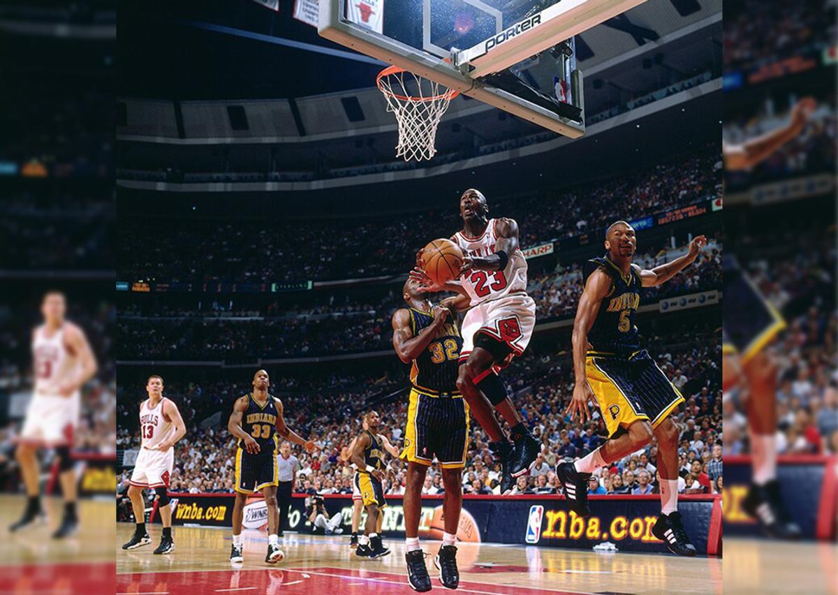 Michael Jordan wearing the Air Jordan 13 "Playoff" in the NBA Playoffs (1998)