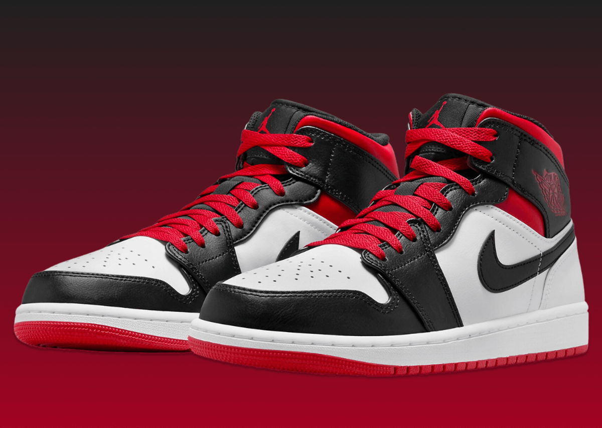Jordan mid red and black best sale