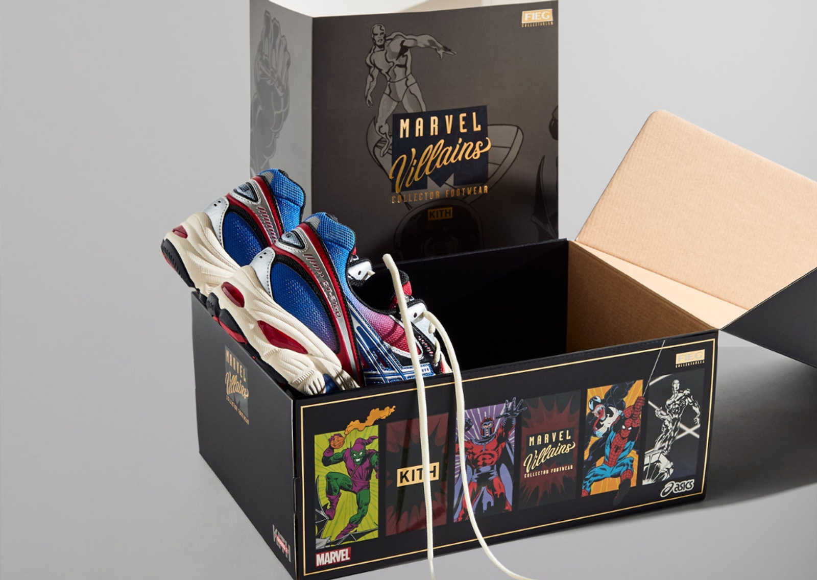 Kith x Marvel Super Villains x Asics GT-2160 Spider-Man Packaging