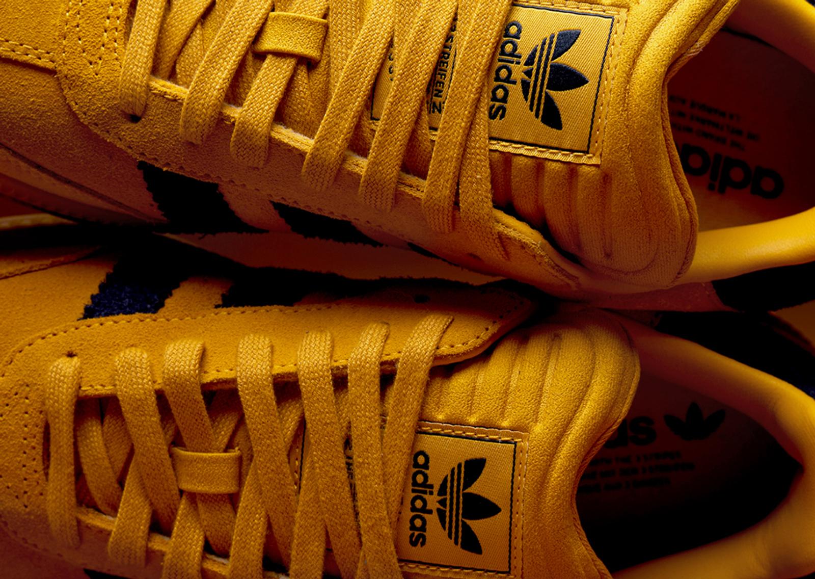 adidas Samba XLG Bold Gold Night Indigo Tongue Detail