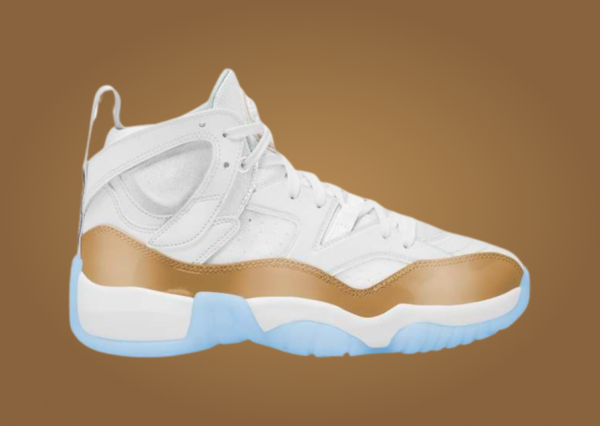 White and top gold jumpman jordans
