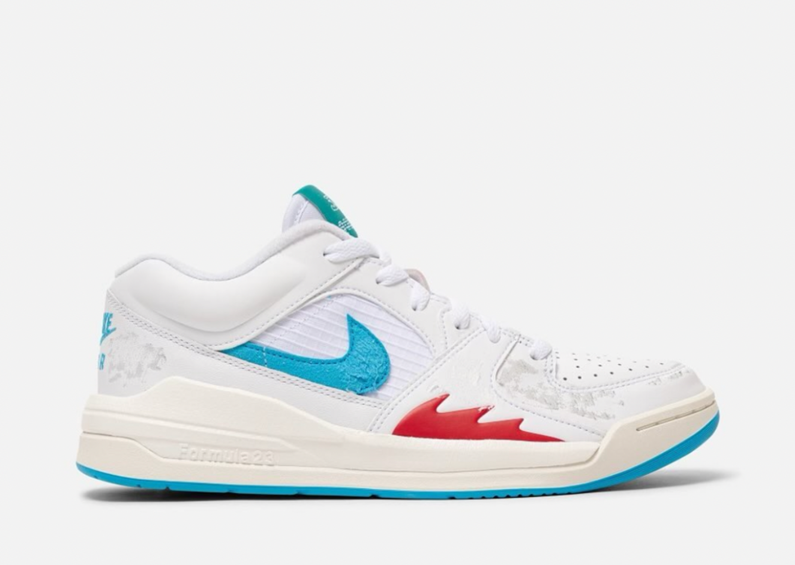 SoleFly x Jordan Stadium 90 Formula 1 Miami White Blue Lateral