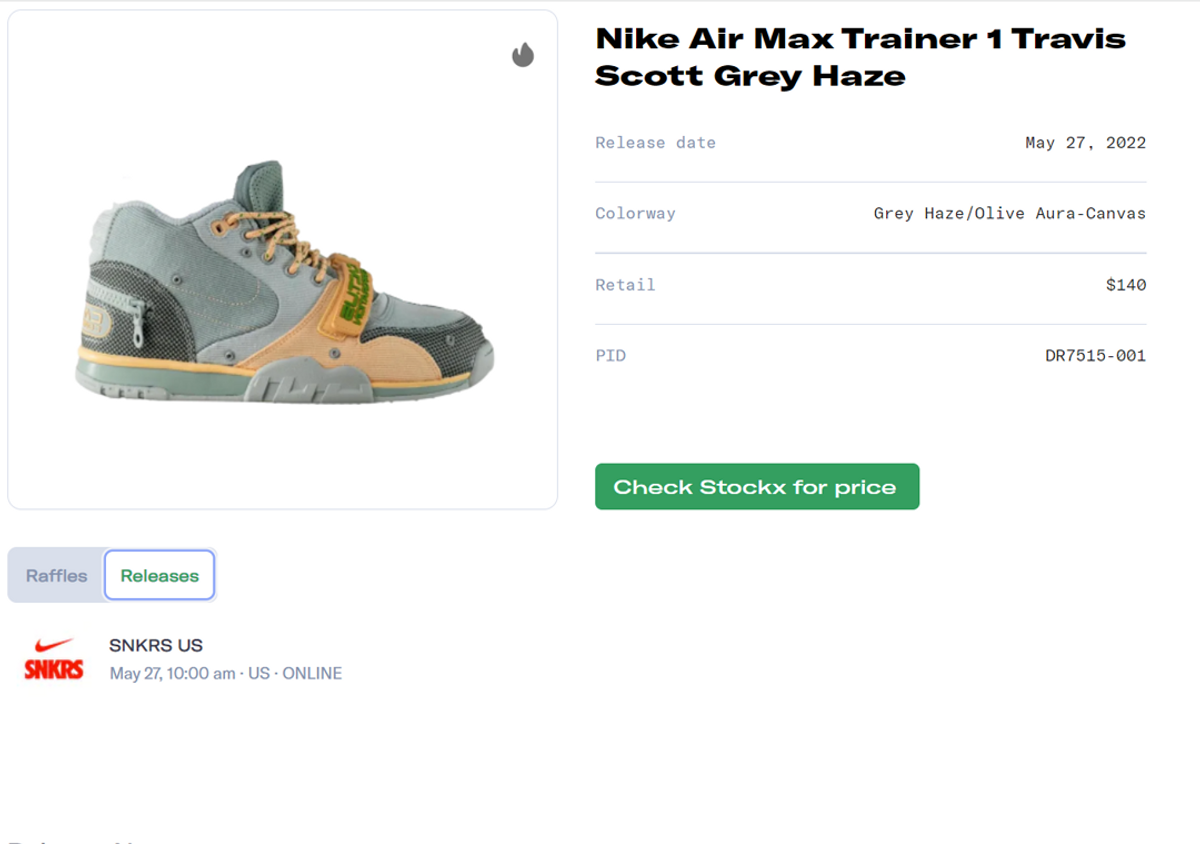 Travis Scott x Nike Air Trainer 1 Grey Haze Release Guide