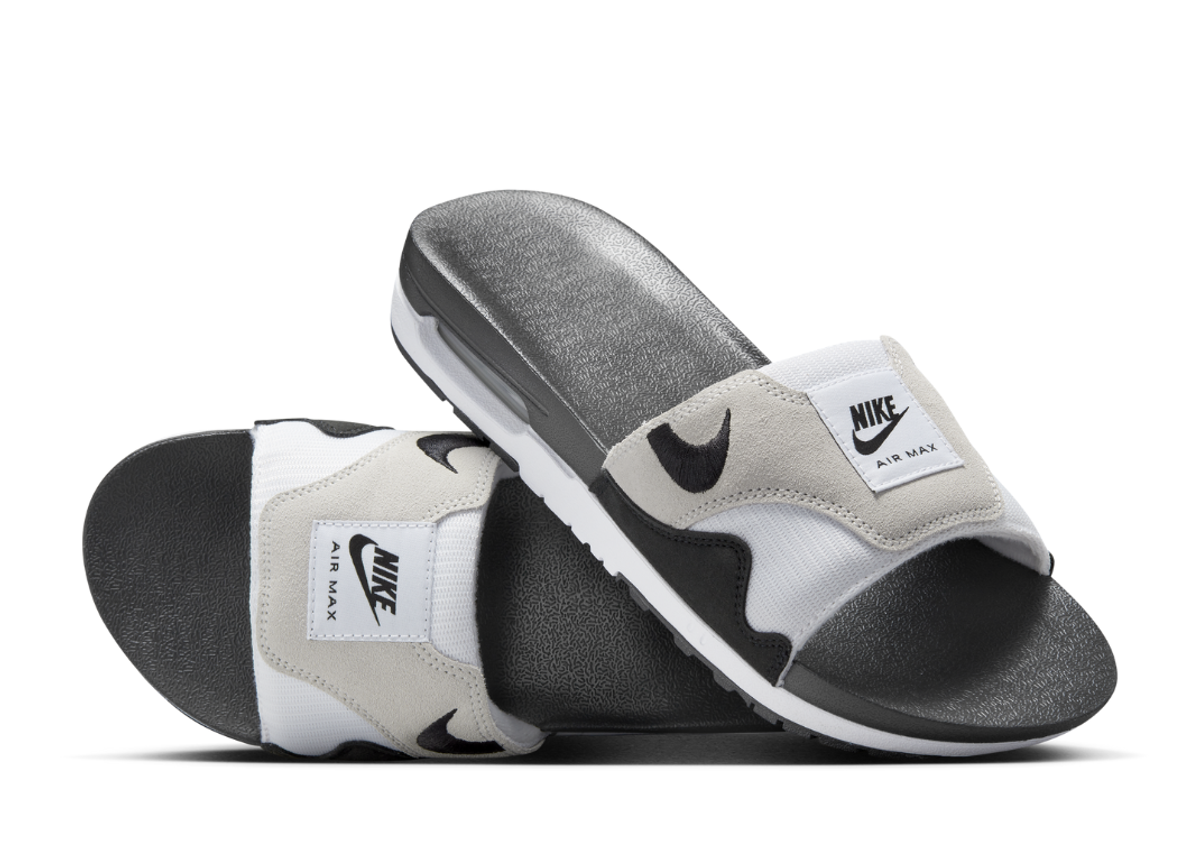 Nike Air Max 1 Slides White Black Angle