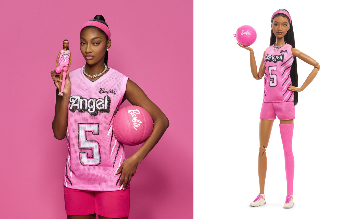 Angel Reese with her Barbie doll