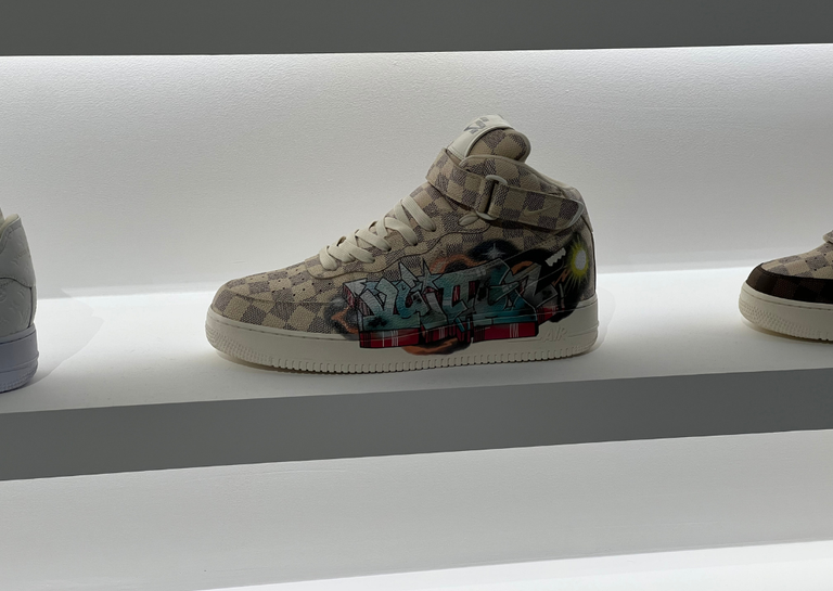 Early Concept of Graffiti'd LV stylized Air Force 1 Mid