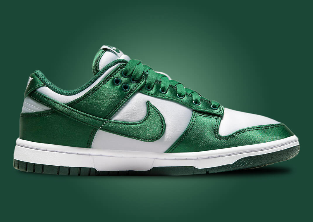 This Satin-Covered Nike Dunk Low Comes In White Team Green